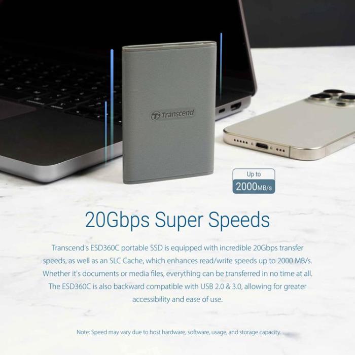 Transcend - Transcend Portabel Mini SSD USB-C 1TB - Grå