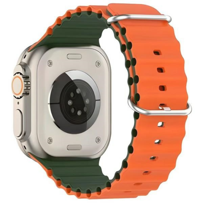 Beline - Beline Apple Watch (38/40/41mm) Armband Silikon Waves - Grön/Orange