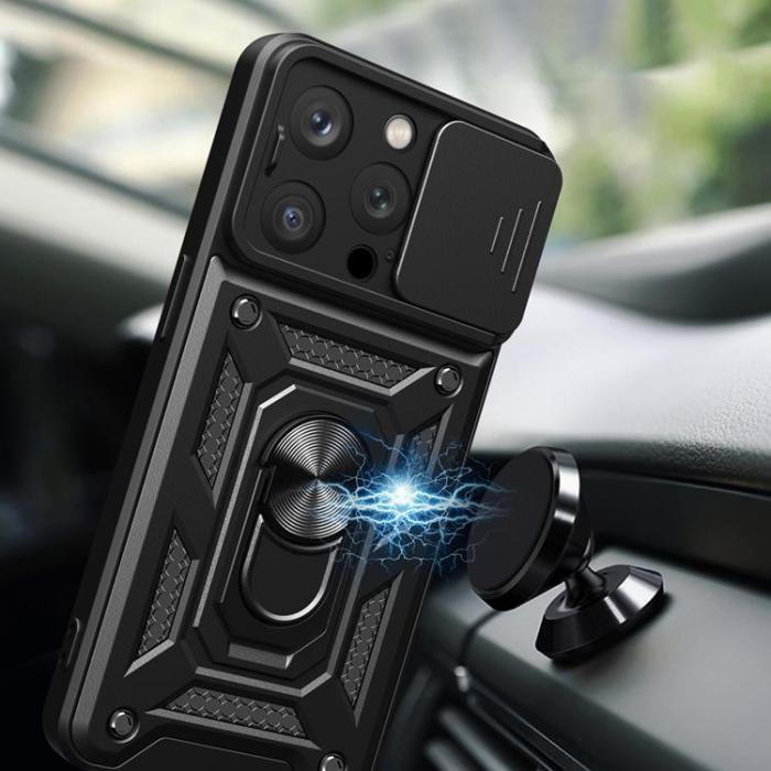 OEM - iPhone 15 Pro Max Mobilskal Camshield Hybrid Armor - Blå