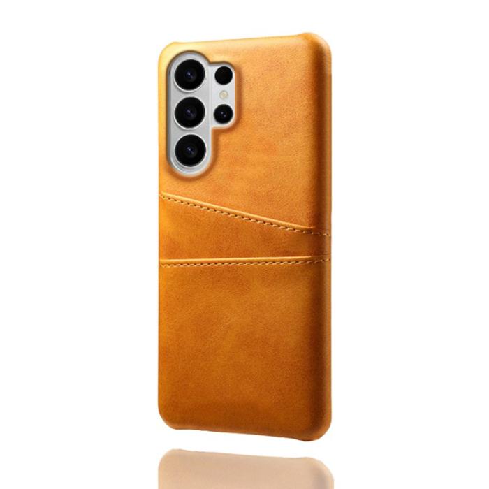 OEM - Samsung Galaxy S26 Ultra Skal Dual Kortfack PU Läder + Hård PC - Orange