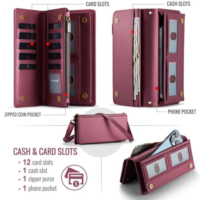 UTGATT - CASEME Me10 Crossbody Väskor Zipper - Vinröd