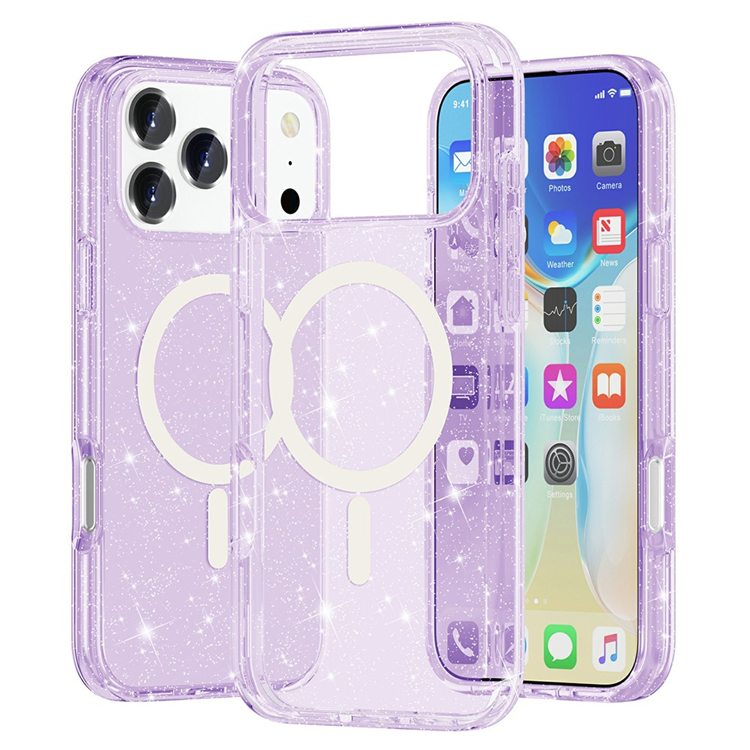 iPhone 17 Pro Mobilskal MagSafe Puderglitter - Lila | 2353 | AlltMobil