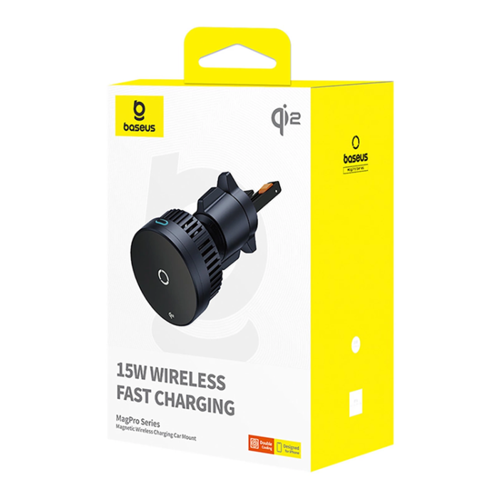 BASEUS - Baseus Bilhållare Med Qi2 Trådlös Laddare 15W MagPro - Svart