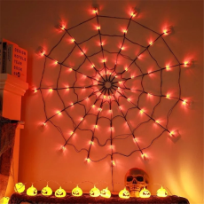 OEM - Halloween Spindelnätslampa med Batterilåda 8 Lägen 70LED - Orange