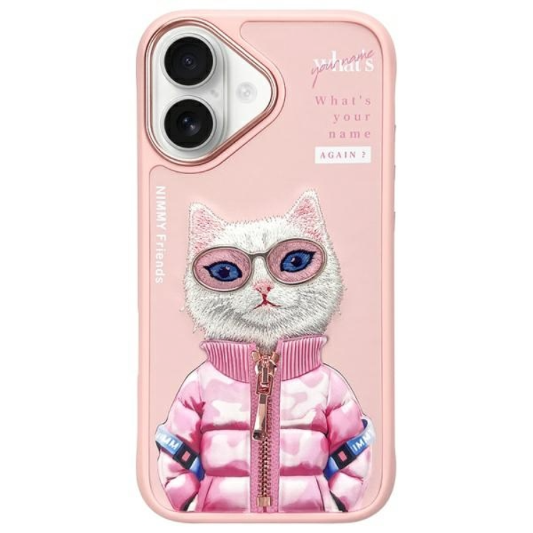 Nimmy iPhone 16 Mobilskal Cool & Cute 2.0 Cat - Rosa | 2353 | AlltMobil