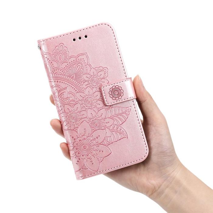 OEM - ABEEL Samsung Galaxy S26 Plus Plånboksfodral Konstläder Blommönster - Rosa