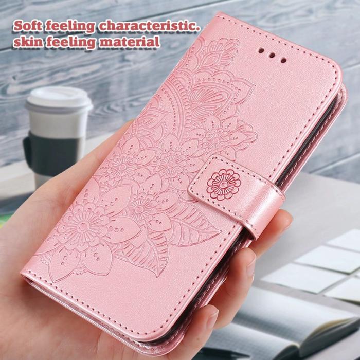 OEM - ABEEL Samsung Galaxy S26 Plus Plånboksfodral Konstläder Blommönster - Rosa