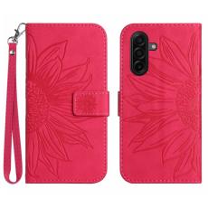 OEM - Samsung Galaxy S26 Pl&aring;nboksfodral Solrostryck Handrem Konstl&auml;der - Rosa