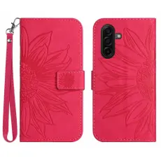 OEM - Samsung Galaxy S26 Pl&aring;nboksfodral Solrostryck Handrem Konstl&auml;der - Rosa