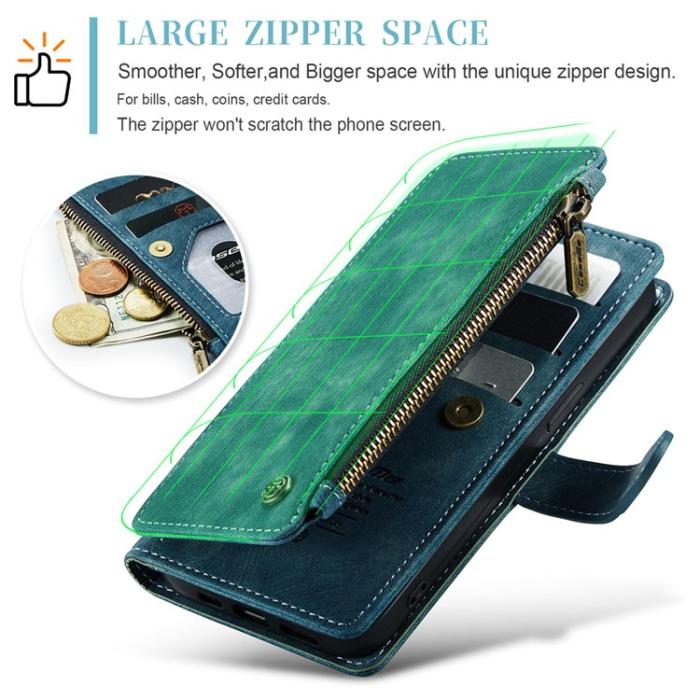 Caseme - CASEME iPhone 15 Pro Plånboksfodral C30 Zipper - Blå
