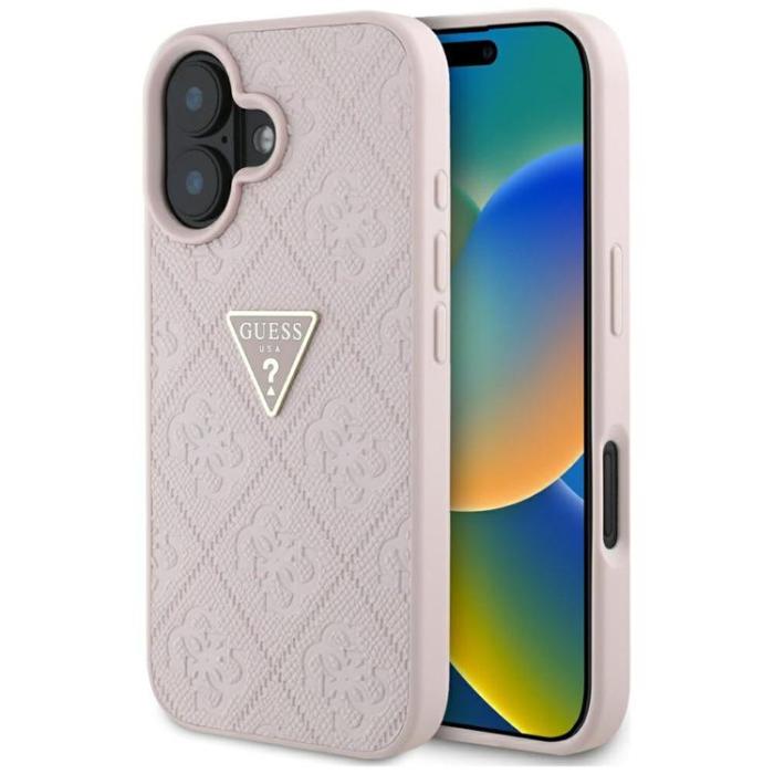 Guess - Guess iPhone 16 Mobilskal Hot Stamp 4G Triangle Logo - Rosa