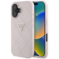 Guess - Guess iPhone 16 Mobilskal Hot Stamp 4G Triangle Logo - Rosa