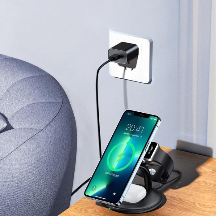 Choetech - Choetech 3-in-1 Trådlös Laddare iPhone, Apple Watch, AirPods - Svart
