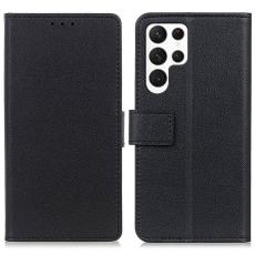 OEM - Samsung Galaxy S26 Ultra Pl&aring;nboksfodral Konstl&auml;der St&auml;ll - Svart