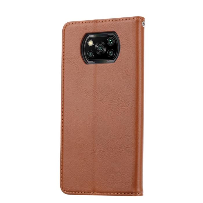 A-One Brand - Auto-absorbed Läder Plånboksfodral Xiaomi Poco X3 / X3 Pro / X3 NFC - Brun