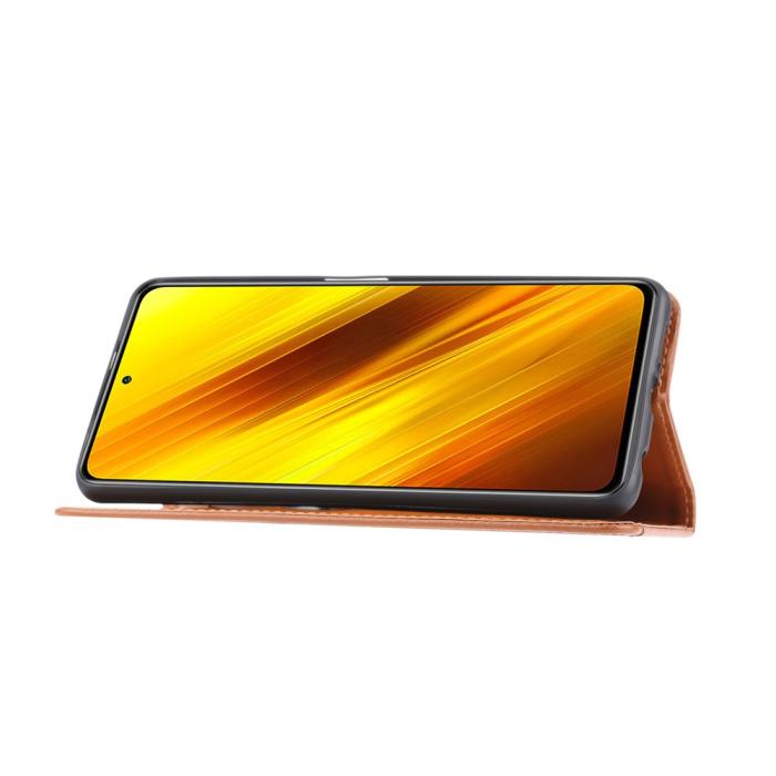 A-One Brand - Auto-absorbed Läder Plånboksfodral Xiaomi Poco X3 / X3 Pro / X3 NFC - Brun