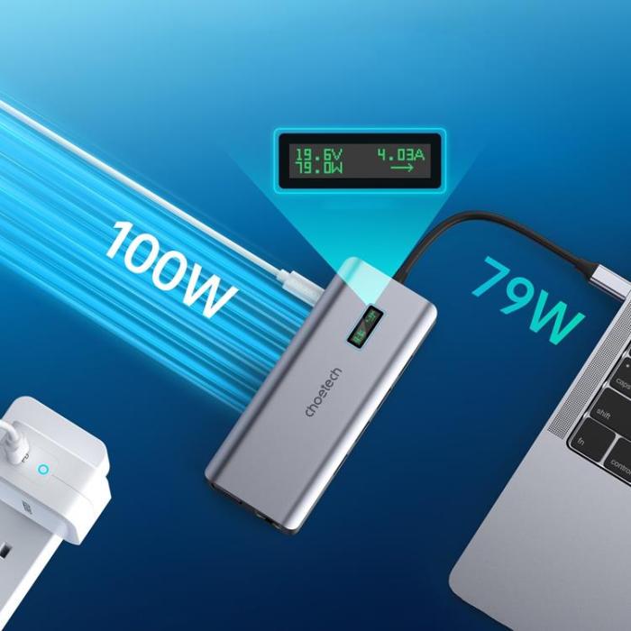 Choetech - Choetech Multifunktionell 12in1 HUB med Display