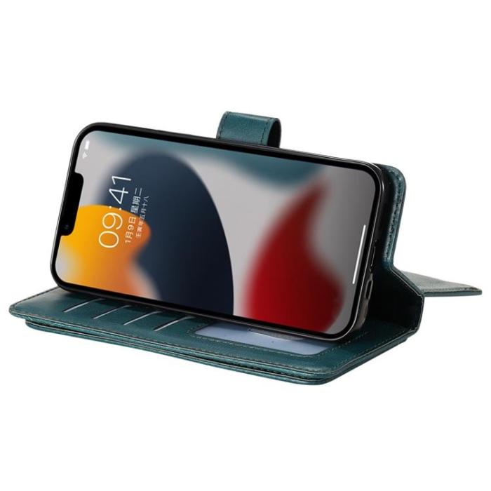 OEM - iPhone 14 Plånboksfodral KT PU Läder - Grön