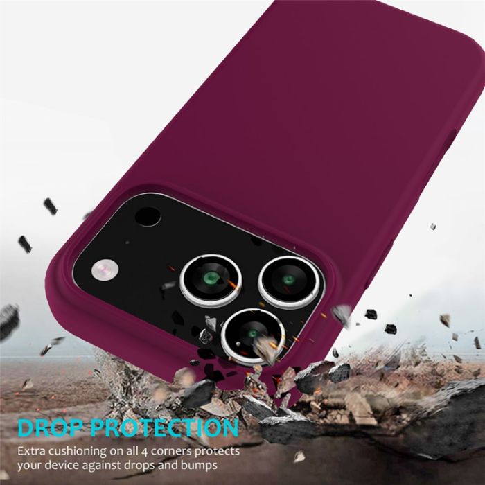 A-One Brand - iPhone 17 Pro Mobilskal Liquid Silikon - Vinröd