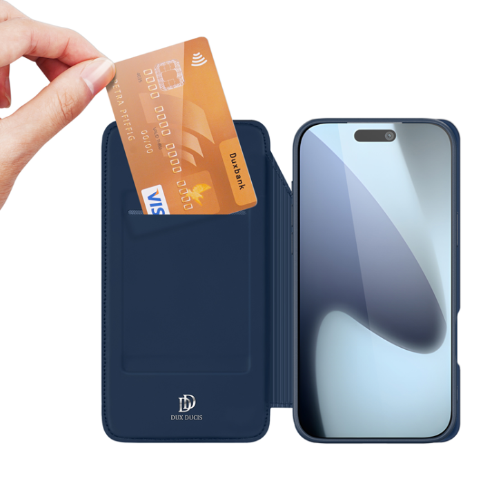 Dux Ducis - Dux Ducis iPhone 17 Pro Plånboksfodral Skin Pro Läder - Blå