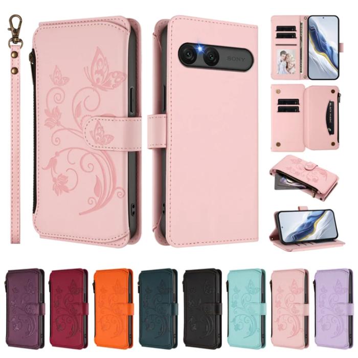 A-One Brand - Sony Xperia 10 VII Plånboksfodral Butterfly Floral - Rosa