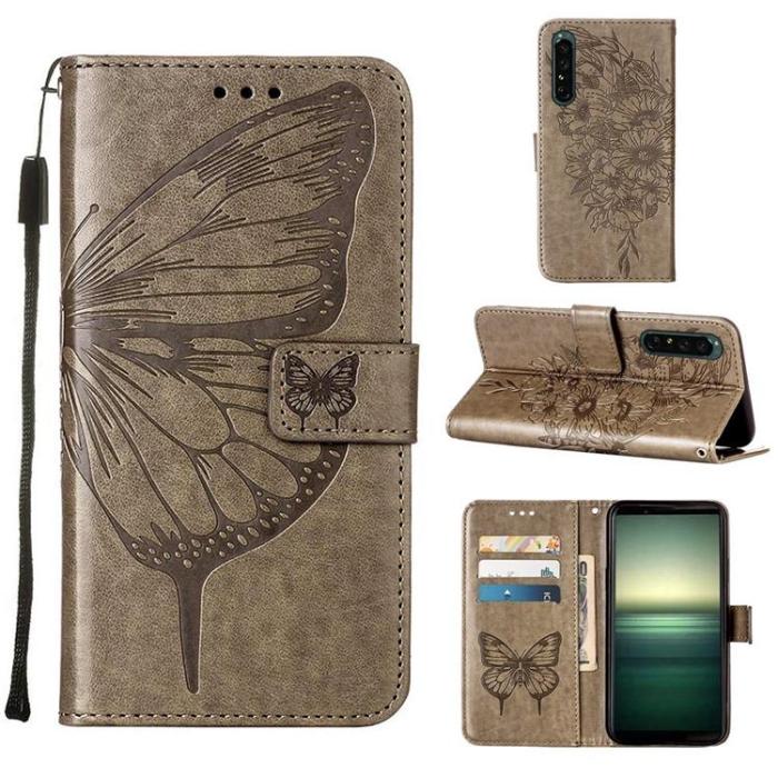 A-One Brand - Sony Xperia 1 IV Plånboksfodral Butterfly - Grå