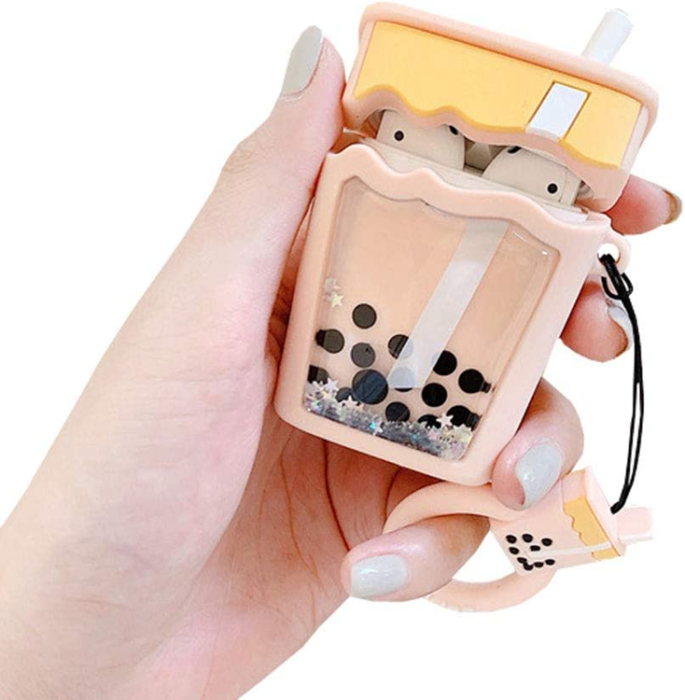A-One Brand - Airpods 1/2 Skal Boba Milk Tea Glitter - Rosa