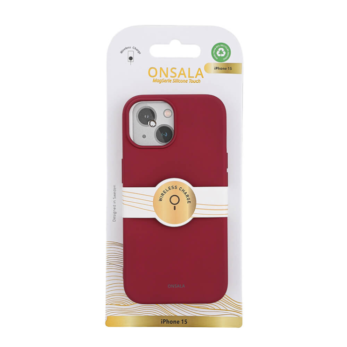 Onsala - Onsala iPhone 15 Mobilskal MagSafe Silikon - Deep Röd