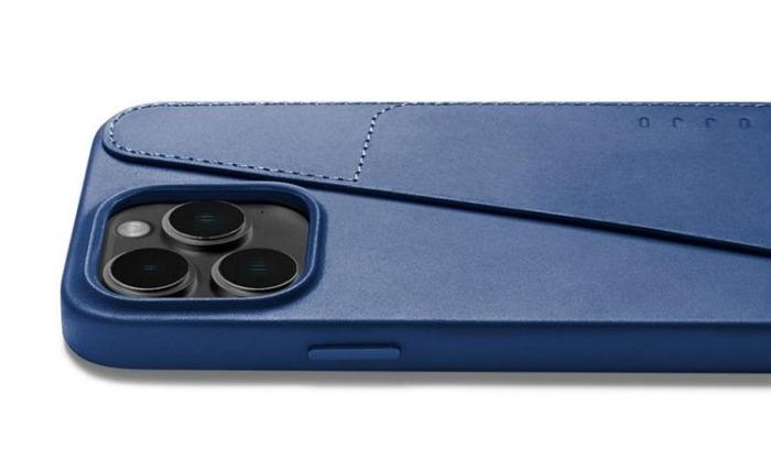 Mujjo - Mujjo iPhone 14 Pro Max Skal Korthållare Full Läder - Monacoblå