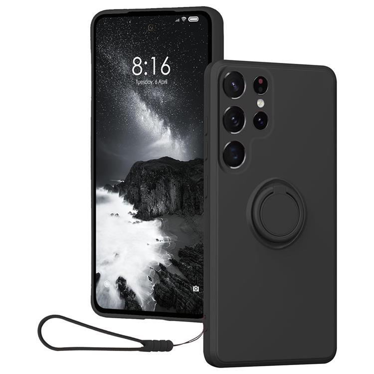 Mobilskal till Galaxy S25 Ultra Ring Kickstand med Rem (Svart) | 2353 | AlltMobil