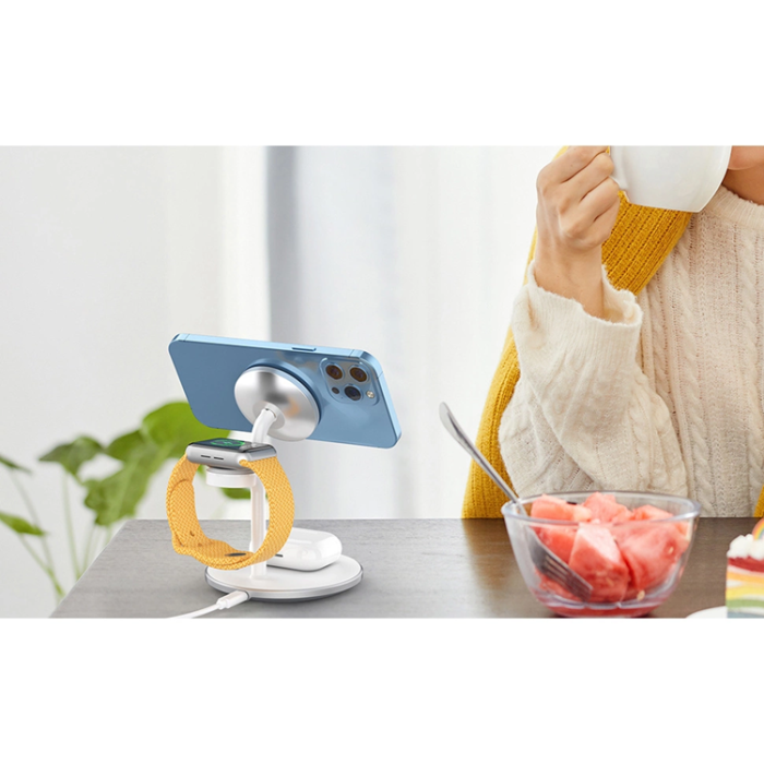 Choetech - Choetech 3-in-1 Trådlös Laddare Magsafe 15W iPhone, Apple Watch, AirPods - Vit
