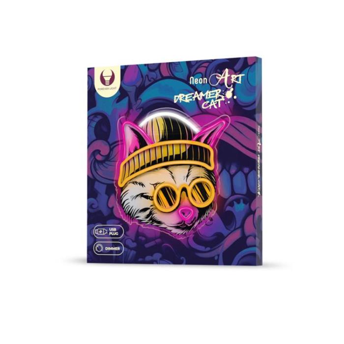 Forever Light - Forever Light Neon ART LED CAT DREAMER FLA04 - Flerfärgad