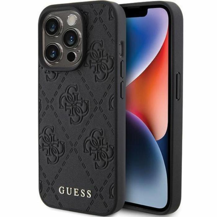 Guess - Guess iPhone 15 Pro Mobilskal Läder Stamped - Svart