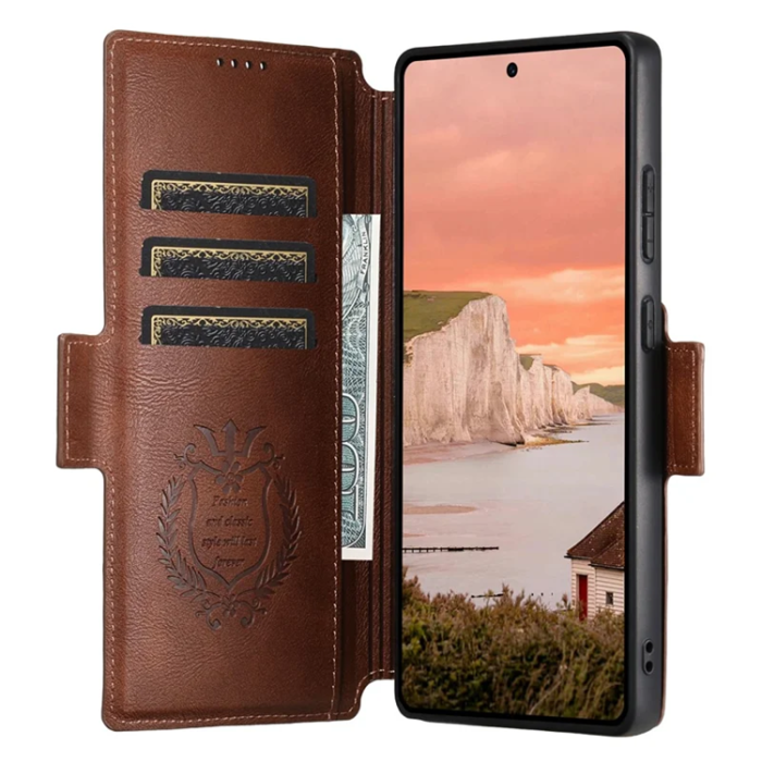SUTENI - SUTENI Galaxy S23 Ultra Plånboksfodral Magsafe Cowhide - Brun
