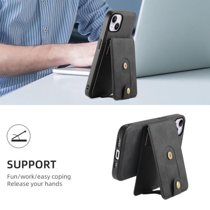 DENIOR - DENIOR D14 Mobilskal till iPhone 14 Plus Läder + TPU + PC Svart
