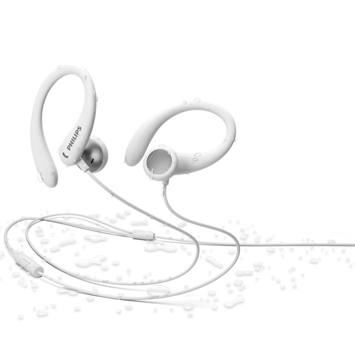 Philips - PHILIPS In-Ear-Hörlurar Sport IPX2 Kabel - Vit