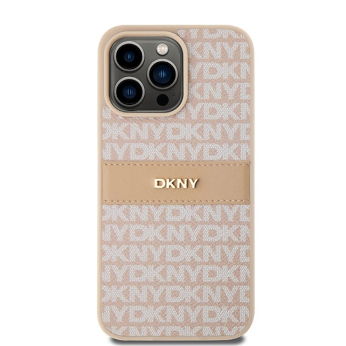 DKNY - DKNY iPhone 15 Pro Max Mobilskal Läder Mono Stripe & Metal Logo