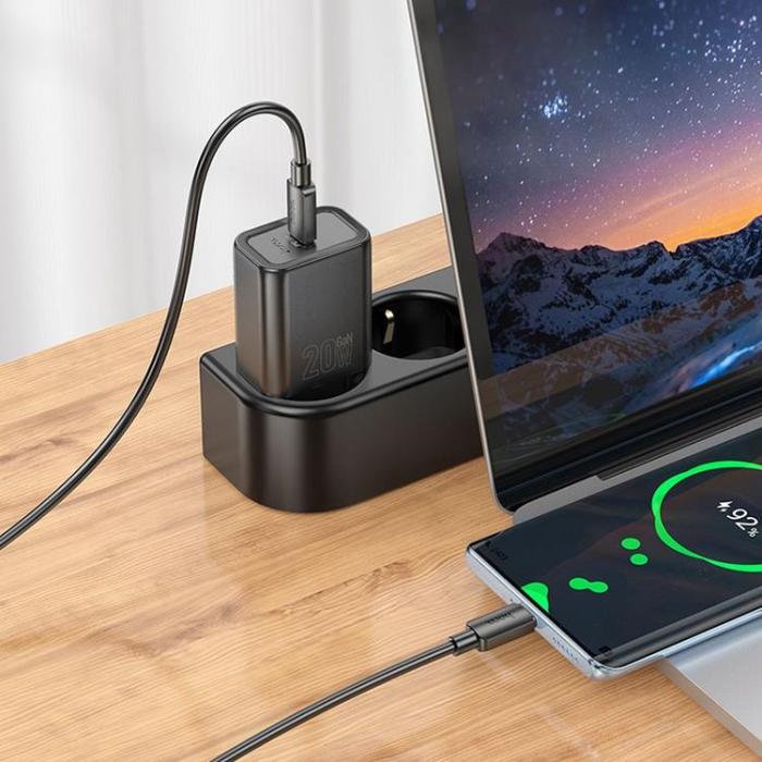 Hoco - HOCO Väggladdare USB-C 20W USB-C/Lightning Kabel PD QC N60