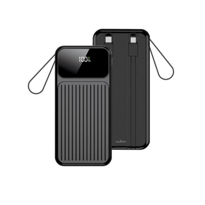 Maxlife - Maxlife Powerbank 10000 mAh 22.5W PD QC Med Kabel - Svart
