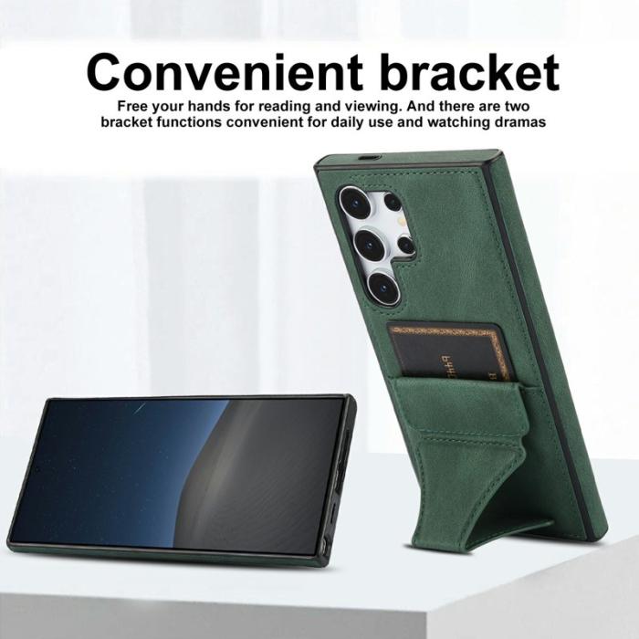 OEM - Mobilfodral för Samsung Galaxy S26 Ultra Konstläder + TPU - Grön