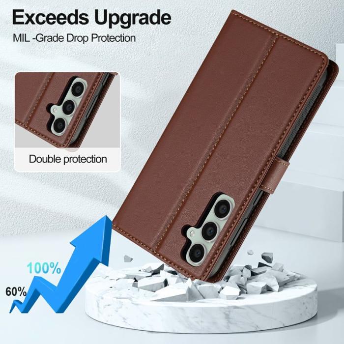 LC.imeeke - LC.IMEEKE Plånboksfodral för Samsung Galaxy S26 Konstläder Magnetiskt - Brun