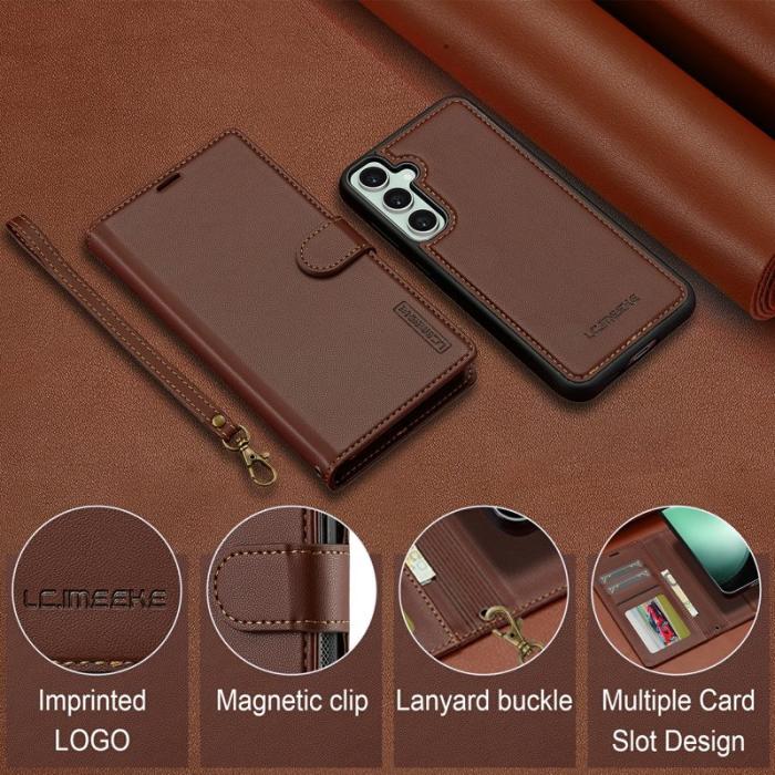 LC.imeeke - LC.IMEEKE Plånboksfodral för Samsung Galaxy S26 Konstläder Magnetiskt - Brun