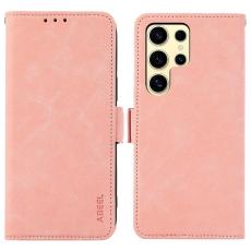 ABEEL - ABEEL Samsung Galaxy S25 Ultra Pl&aring;nboksfodral Konstl&auml;der St&auml;ll Rosa