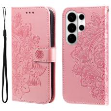 OEM - Samsung Galaxy S26 Ultra Pl&aring;nboksfodral Konstl&auml;der Blomm&ouml;nster - Rosa