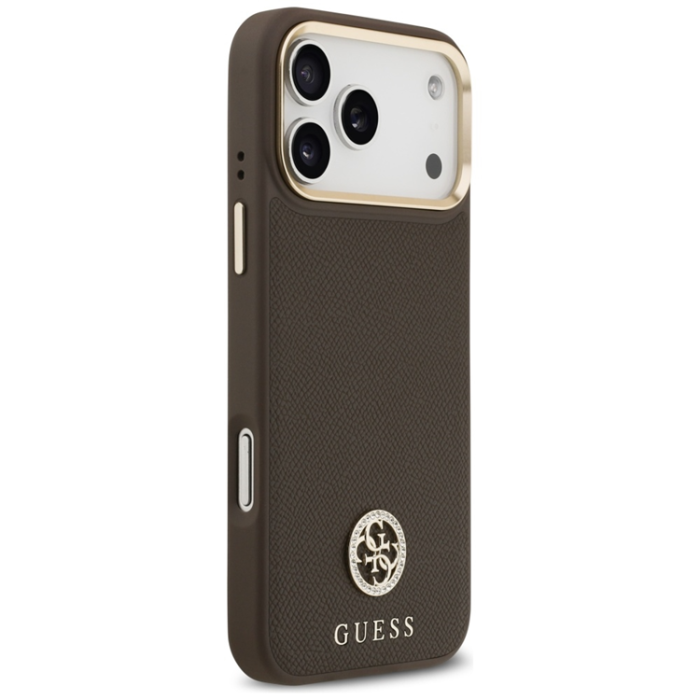 Guess - Guess iPhone 17 Pro Mobilskal Magsafe Grained Strass Logo - Brun
