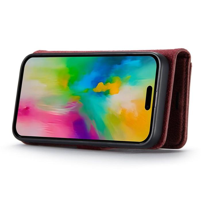 DG.MING - DG.MING iPhone 16 Pro Plånboksfodral Äkta läder Telefonöverdrag - Röd