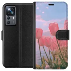 Gustaf - Pl&aring;nboksfodral till Xiaomi 12T Pro med Rosa Tulpaner