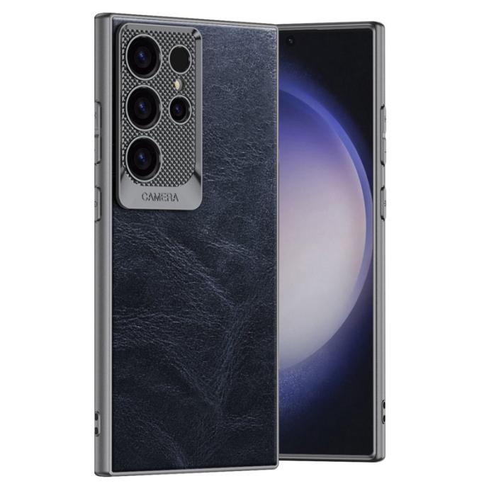 GKK - GKK Mobilskal till Samsung Galaxy S23 Ultra Waxy PU + TPU + PC - Blå