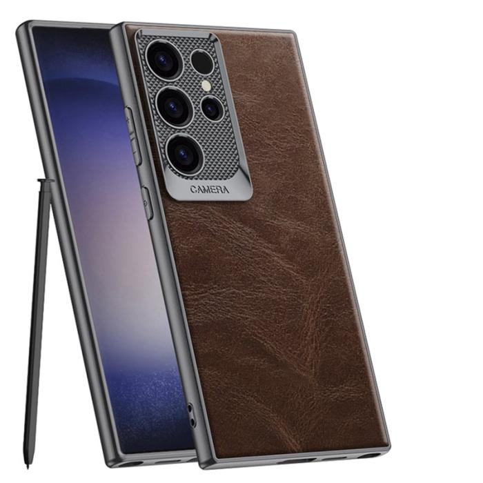 GKK - GKK Mobilskal till Samsung Galaxy S23 Ultra Waxy PU + TPU + PC - Blå