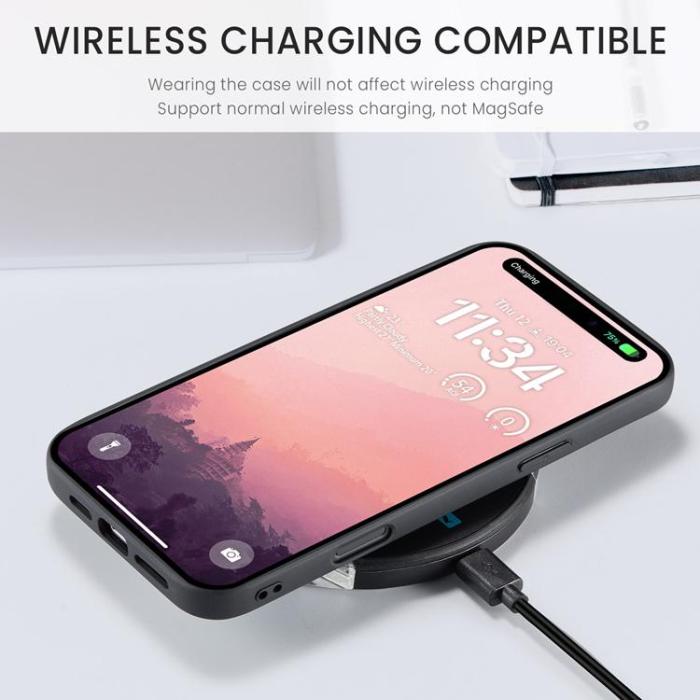 OEM - JEEHOOD Mobilskal till iPhone 17 Pro Konstläder Plast Avtagbar - Rosa